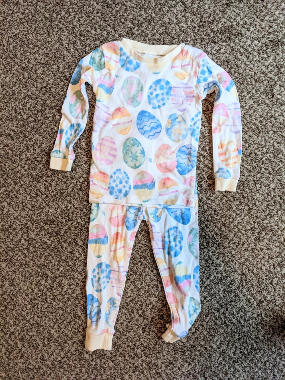 Toddler 2T Pajama Set with Colorful Easter Egg Print